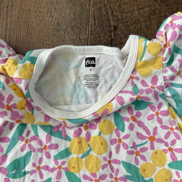 TEA COLLECTION Dress Flutter Sleeve Pocket Dress Girls Size 5 Yellow Floral - Picture 5 of 7